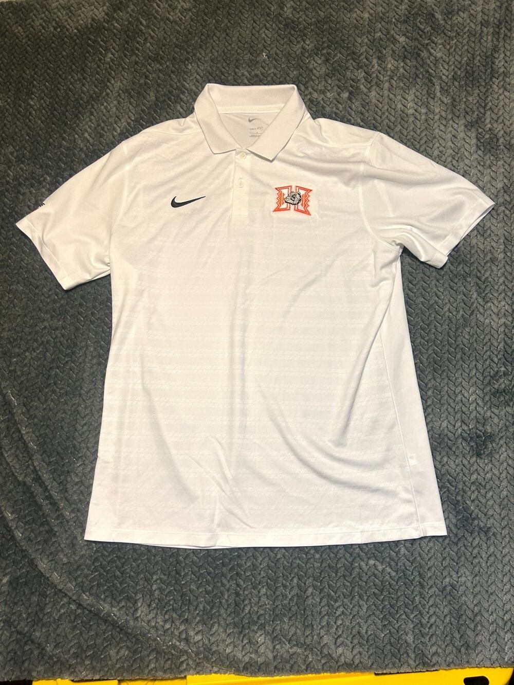 Nike Dri Fit Hardin High School Shirt Mens Large White Striped Embroidered Logo
